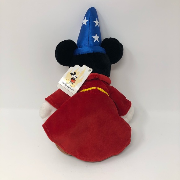 Walt Disney World Sorcerer Mickey Bean Bag Plush Red Robe Hat Moon Stars 13” - Picture 2 of 6